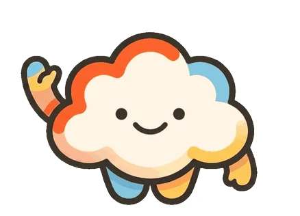 手をふっている、雲のすがたのキャラクター